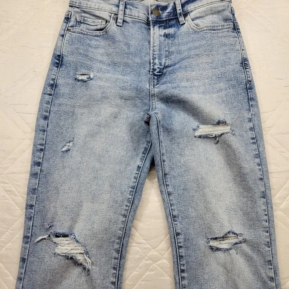 a.n.a high rise‎ straight distressed blue jeans size 6 - Picture 3 of 7